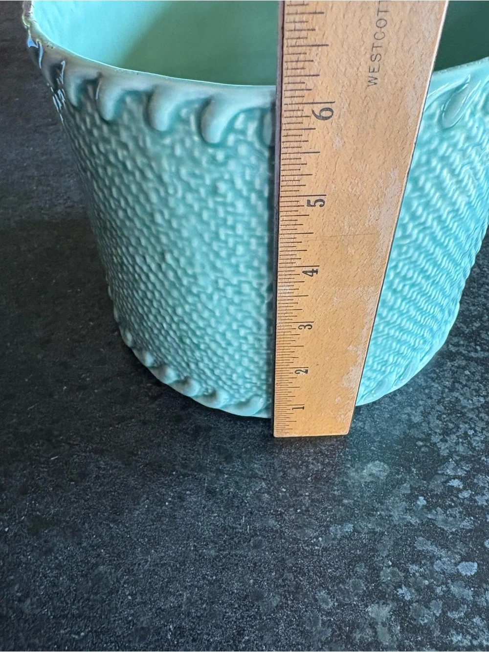 Large Mint Green MIKASA Textured Ceramic Planter Pot Utensil Holder Home Accents
